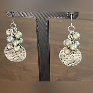 Silver-Tone Disc and Bead Drop Earrings - Women Jewelry